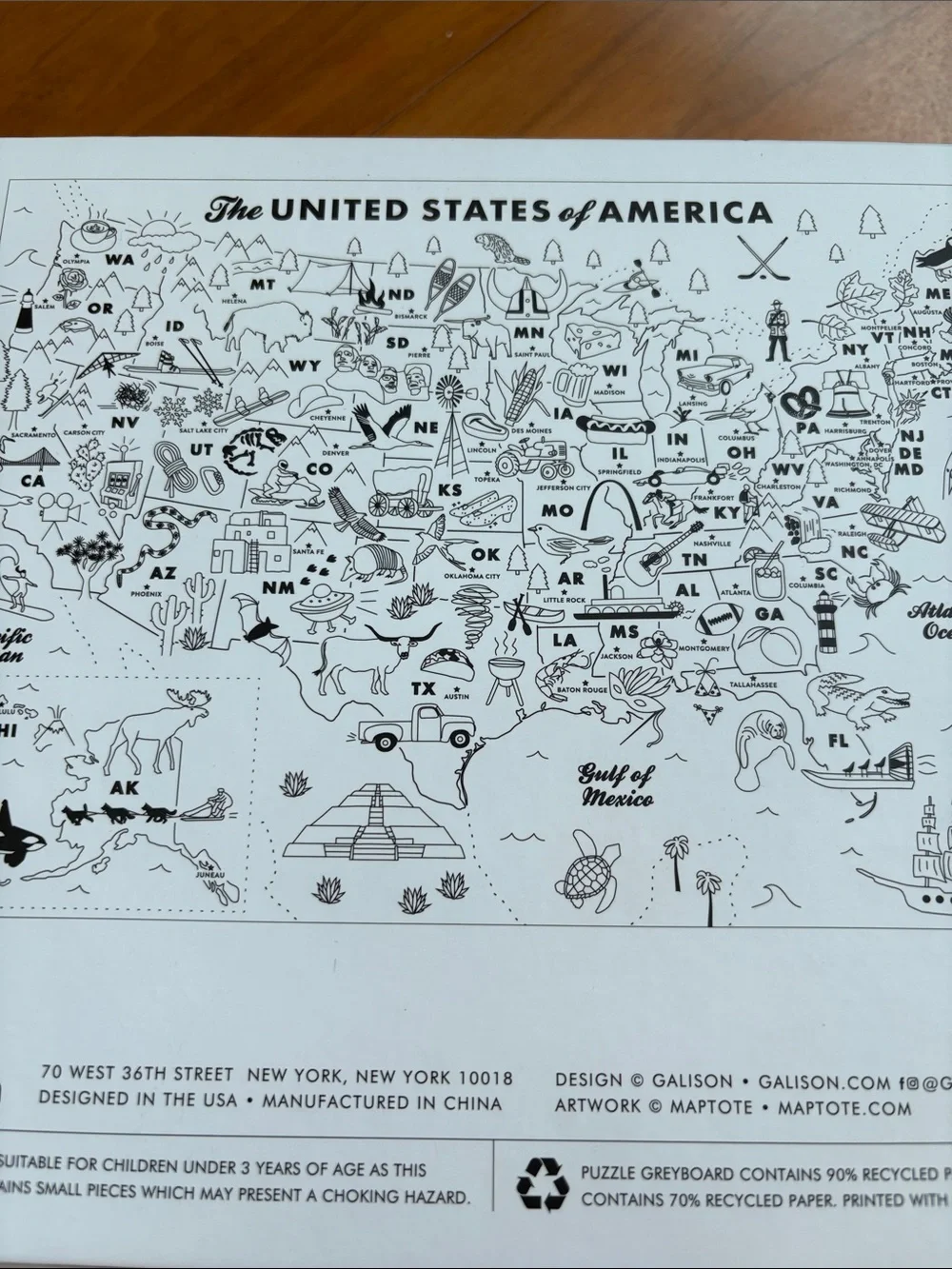 USA 1000-Piece Color-In Puzzle – Black & White